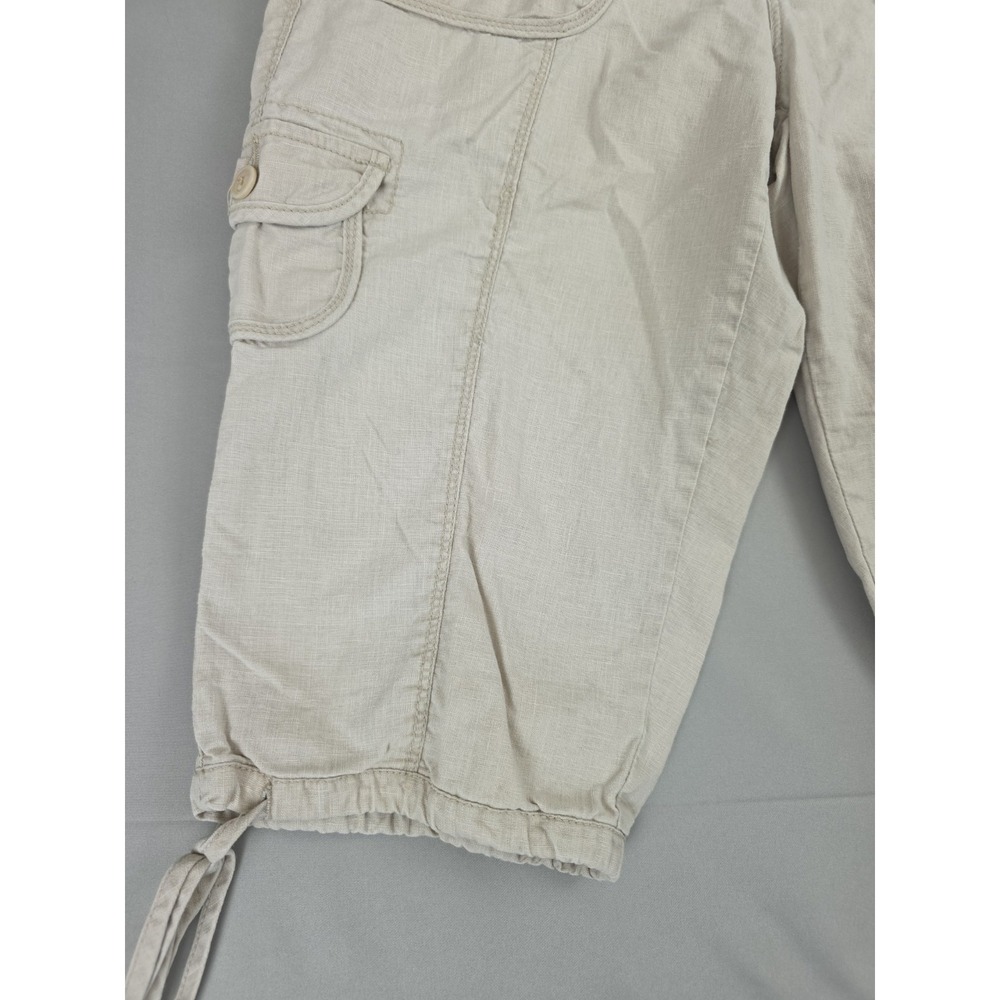 Sonoma Shorts Beige Womens 6 Linen Cotton Blend Bermuda Cargo Pockets Drawstring - Picture 5 of 14
